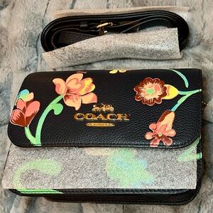 Coach Black Crossbody Bag with Floral Design - NEW